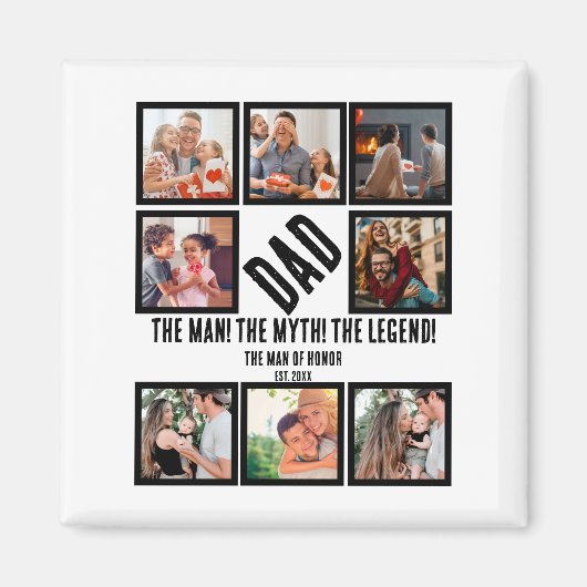 Aangepast Funny Fathers dag Papa gift 8 Foto Colla Magneet (Voorkant)