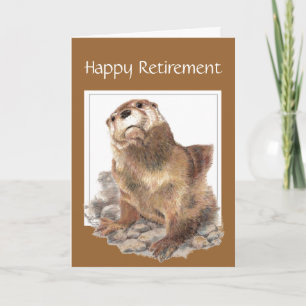Aangepast, Funny Retirement, Otter, Waterverf Anim Kaart