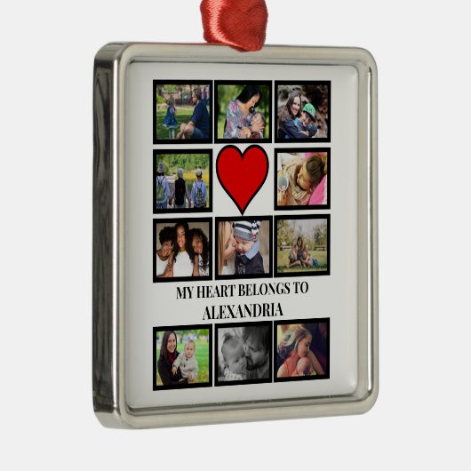 Aangepast Funny Valentijnsdag hart 11 fotocollage Metalen Ornament (Rechts)