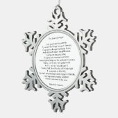 Aangepast gebedslied citaat inspirerend bericht tin sneeuwvlok ornament (Rechts)