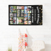 Aangepast geboortedag 17 Foto Collage Black Gold S Spandoek (Insitu)