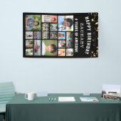 Aangepast geboortedag 17 Foto Collage Black Gold S Spandoek (Beurs)