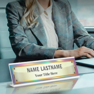 Aangepast geborsteld goud Professioneel modern Bureau Naambordje