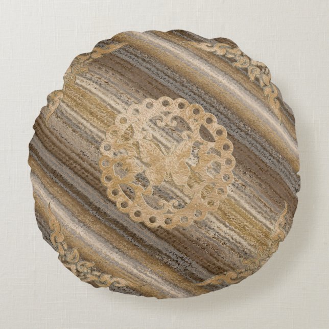 Aangepast geborsteld polyester Ronde Sierkussen Rond Kussen (Voorkant)