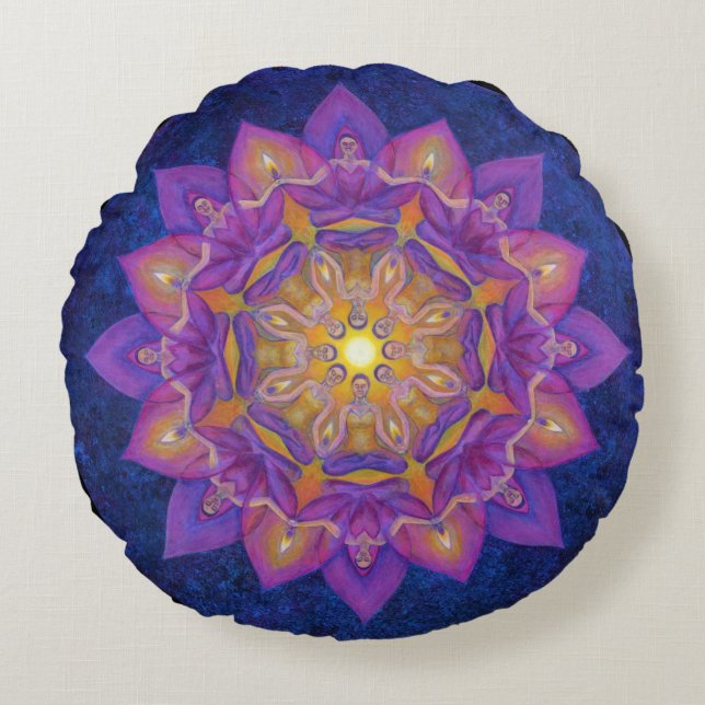 Aangepast geborsteld polyester Ronde Throw Cushion Rond Kussen (Voorkant)