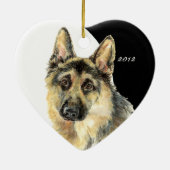 Aangepast gedateerd Duits Shepherd Pet Dog Keramisch Ornament (Achterkant)