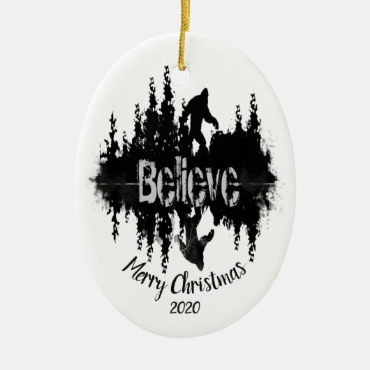 Aangepast gedateerd geloven dat Sasquatch Big Foot Keramisch Ornament (Voorkant)