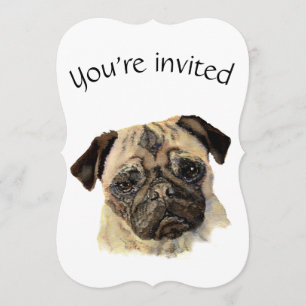 Aangepast gedateerd verjaardagsfeest Cute Pug Dog  Kaart
