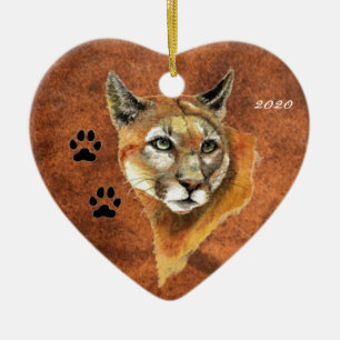 Aangepast, gedecimeerde Cougar, Puma, Mountain Lio Keramisch Ornament