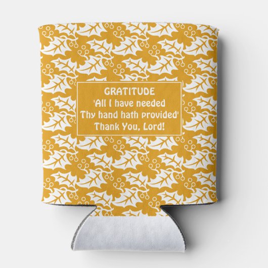 Aangepast geel bloemige GRATITUDE Blikjeskoeler (Achterkant)