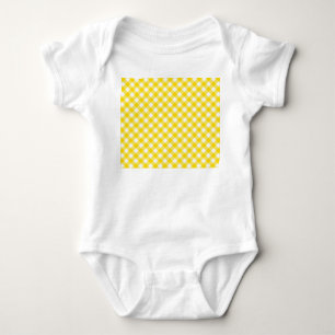 Aangepast geel en wit Gingham Baby Jersey Bodysuit