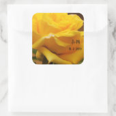 Aangepast geel roos ontwerp vierkante sticker (Tas)