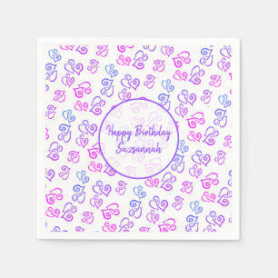Aangepast gekoppeld roze Paars blauw hartpatroon Servet