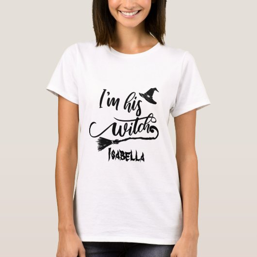 Aangepast geld dat ik ben zijn heks Couple Hallowe T-shirt (Voorkant)