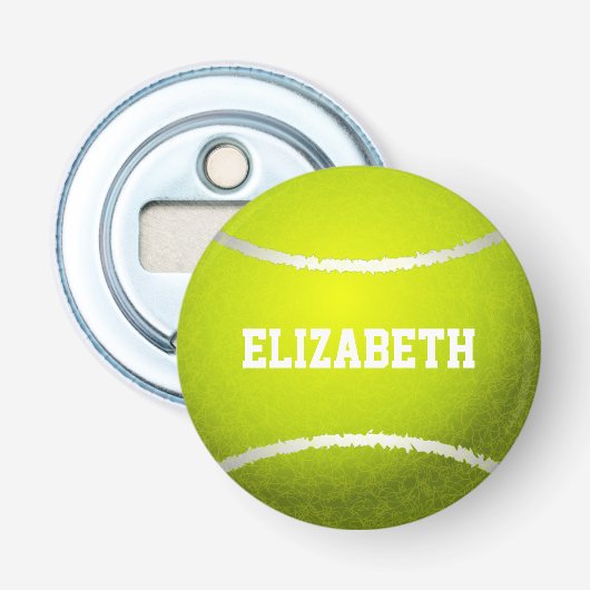 Aangepast gele tennisbal button flesopener (Voorkant)
