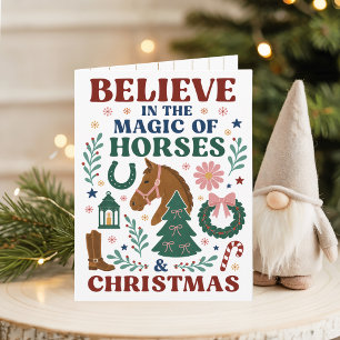 Aangepast Geloof in de Magie van Paarden & Kerstmi Feestdagen Kaart