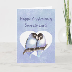 Aangepast gelukkig Jubileum Liefje Blauwe Lovevoge Kaart