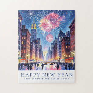 Aangepast Gelukkig Nieuwjaar New York City Vuurwer Legpuzzel