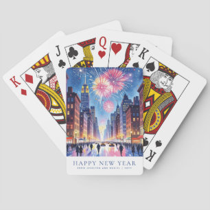 Aangepast Gelukkig Nieuwjaar New York City Vuurwer Pokerkaarten