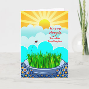Aangepast, Gelukkig Norooz voor kleindochter, Sabz Feestdagen Kaart