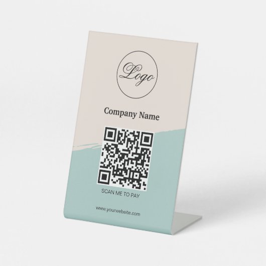 Aangepast gemerkte QR-Code Betaling Zakelijke Logo Reclamebord Met Voetstuk (Voorkant)