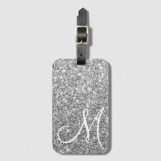 Aangepast, gemonteerd Luxe Silver Glitter-Bagagela Bagagelabel