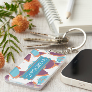 Aangepast Geometrische Matige Abstracte 50s patroo Sleutelhanger