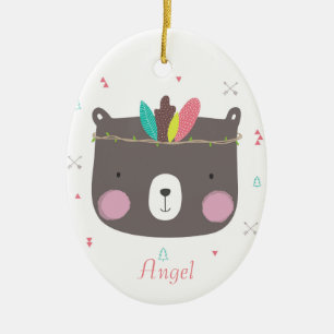 Aangepast gepersonaliseerd Beer voor meisjes Keramisch Ornament