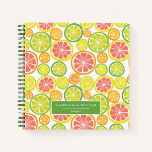 Aangepast gepersonaliseerd Citrus Pattern-recept Notitieboek