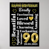 Aangepast gepersonaliseerd Happy 90th Birthday Pos Poster (Voorkant)