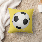 Aangepast gepersonaliseerd voetbal kussen op geel (Deken)