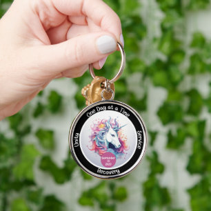 Aangepast geschenk voor herstelmijlpaal nuchterhei sleutelhanger