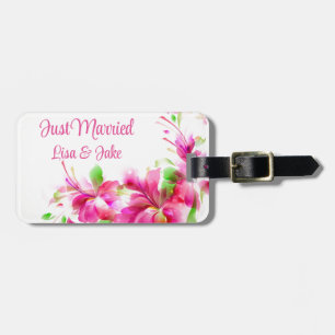 Aangepast gewoon gehuwd Floral Bagagelabel