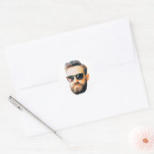 Aangepast gezicht ronde sticker (Envelop)