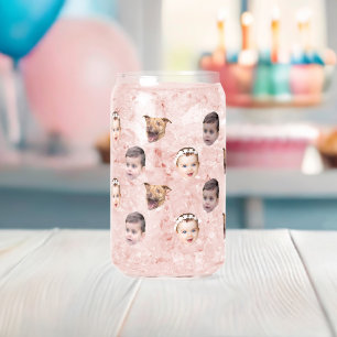 Aangepast gezicht, unieke familie cadeau 3 foto's  blikvorm glas