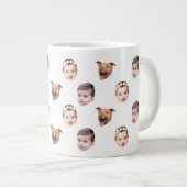 Aangepast gezicht, unieke familie cadeau 3 foto's extra grote beker (Voorkant rechts)