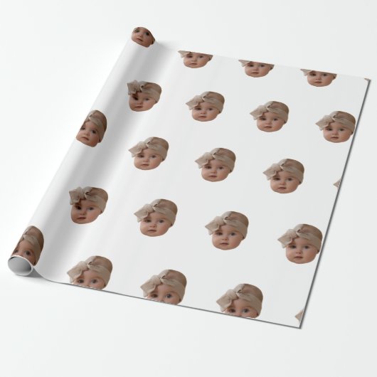 Aangepast gezicht Verjaardagsfeestje Aangepaste Ba Cadeaupapier (Uitgerold)