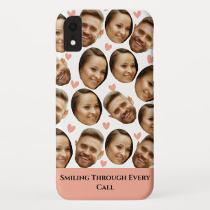 Aangepast Gezichts Foto Hart Grappig Koppel Patroo iPhone XR Hoesje