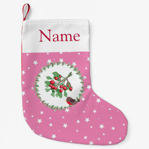 Aangepast Girly Pink White Star-kerststop Kleine Kerstsok