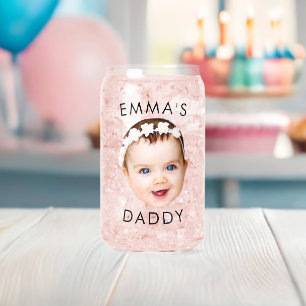 Aangepast glas, Baby-glas, vader verjaardagscadeau Blikvorm Glas