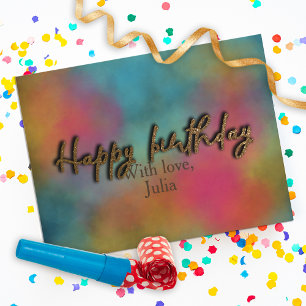 Aangepast Gold Glitter Trendy Script Happy Birthda Briefkaart