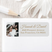 Aangepast Gold Script Foto Wedding Retouradres Etiket (Insitu)