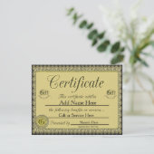 Aangepast Golden Gift Certificate voor uitnodiging (Staand voorkant)