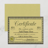 Aangepast Golden Gift Certificate voor uitnodiging (Voorkant / Achterkant)