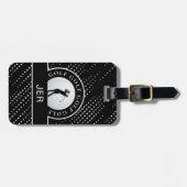 Aangepast Golf-mangolfer Silhouette Black & White Bagagelabel (Voorkant horizontaal)