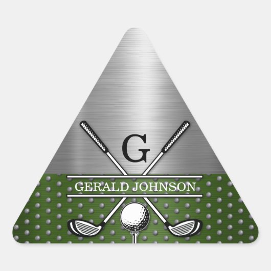 Aangepast Golf Monogram Ontwerp Driehoek Sticker (Voorkant)