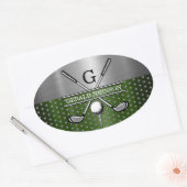 Aangepast golfmonogramontwerp ovale sticker (Envelop)
