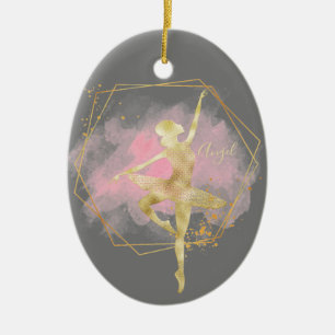 Aangepast goud olie Ballerina Dance Gray Pink Keramisch Ornament