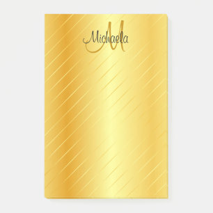 Aangepast gouden blik Monogram Modern Elegant Post-it® Notes