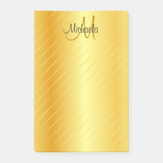 Aangepast gouden blik Monogram Modern Elegant Post-it® Notes (Voorkant)